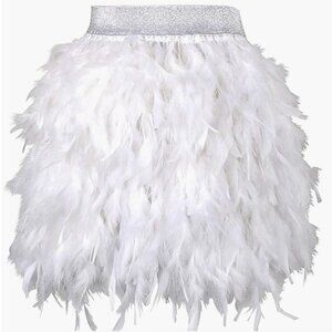 Keland Womens Sexy Natural Feather Skirt Fashion Short Mini A-line Feathered Tut